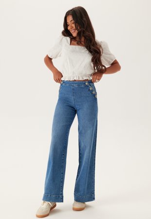 ONLY Onlmadison Hw Button Wide Dnm Medium Blue Denim Klær