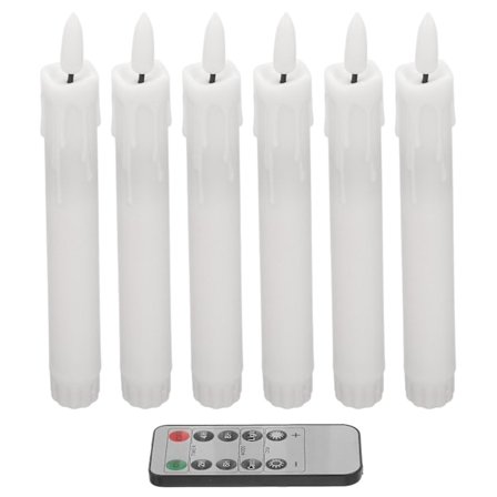 6 stk. koniske batteridrevne flammeløse lys, batterilys for innendørs dekorasjon, som vist