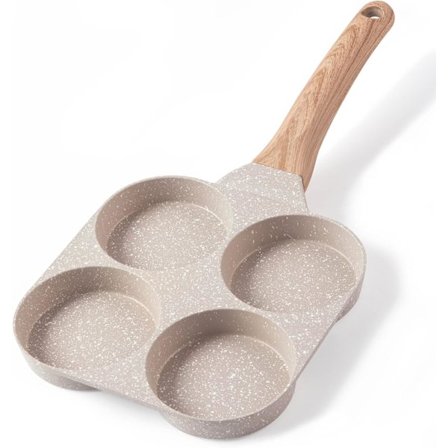 Omelettipannu, 4 lokeroa Tarttumaton omelettipannu - Pannukakkupannu ja terveellinen munapannu kaasu- ja induktioliedelle