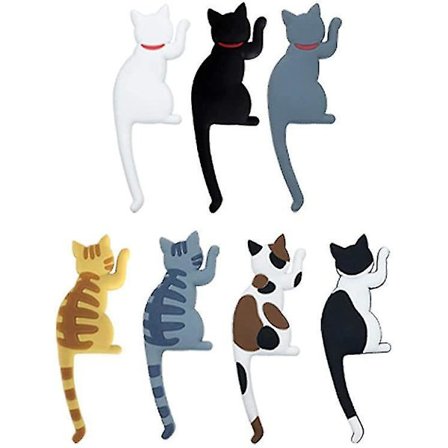 Roliga Katt-Magneter med Böjbara Svansar - Cartoon Cats
