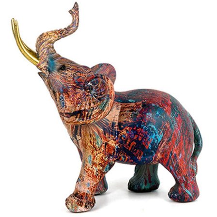 Harpiks Elefant Skulptur Ornamenter Kreativ Håndværk Bordplade Statue til Stue Soveværelse Dekoration (FMY)