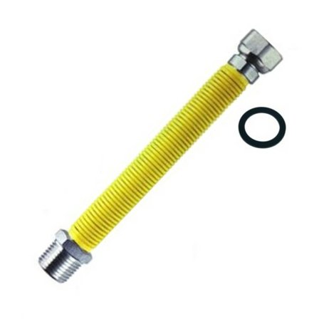 Tubo flessibile estensibile 1/2" x 1/2" m/f acciaio rivestito giallo per gas
