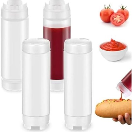 4X Klämflaska av plast, 480ml klämflaska med stor ventil, klämflaskor för kryddor ketchup olivolja