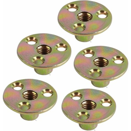 5 kpl 3-reikäinen laippa-mutteri 3-reikäinen Brad T-mutteri Galvanoitu rauta Pyöreä pohja T-mutteri(M10)