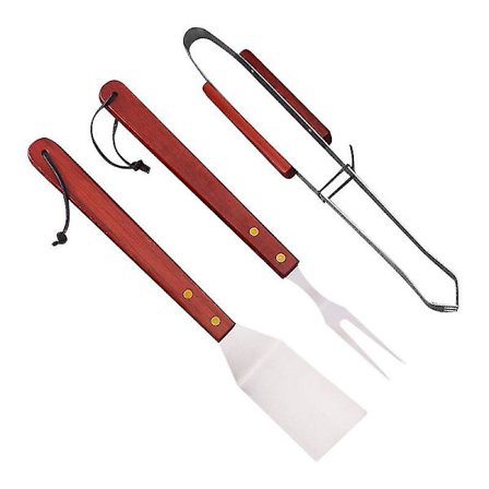 3 stk. Grillredskaber i Rustfrit Stål til Udendørs Picnic Grill