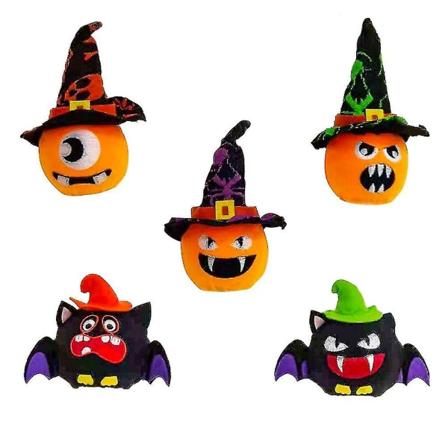 5-pack Halloween pumpa och fladdermus dekorationer med LED-lampor
