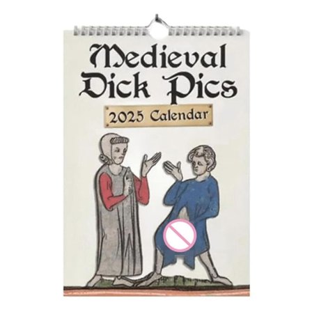 Medeltida Dick-Pics 2025 Kalender Rolig Hängande Kalender Present till Vän Familj