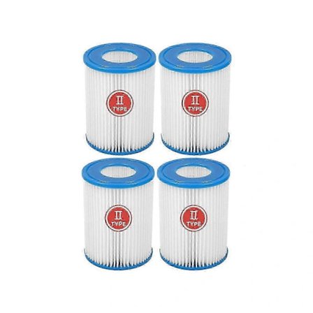 4-pakning bassengpumpefilterpatroner for Bestway Type II-filter