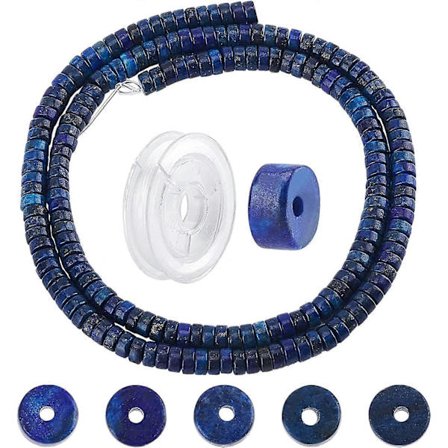 1 Laatikko 200 kpl Luonnonkivi Heishi Helmet Levy Lapis Lazuli Helmet Litteät Pyöreät Kolikko Kivi Jalokivi Helmet 10 Jaardin Joustavalla Langalla 