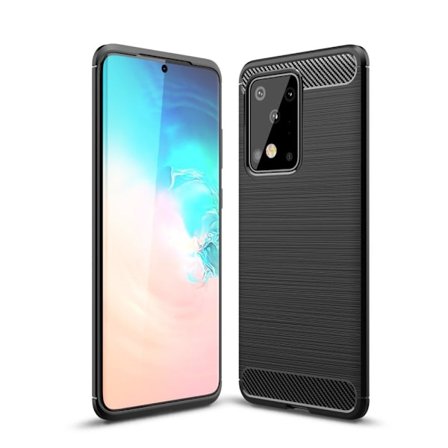 Hiilikuituharjattu kuori Galaxy S20 Ultra - Musta