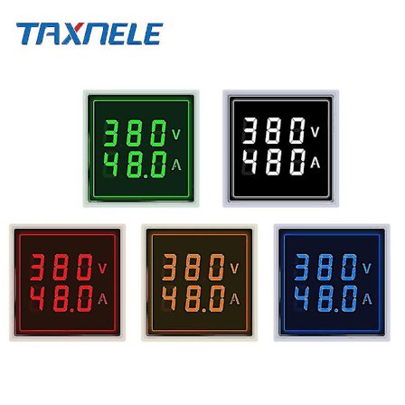 Ac 60-500v 1-100a Led Digital Voltmeter Ammeter Hertz Hz Signal Lights 220v Voltage Current Meter Volt Amp Tester Detector(hvit,Square V A)