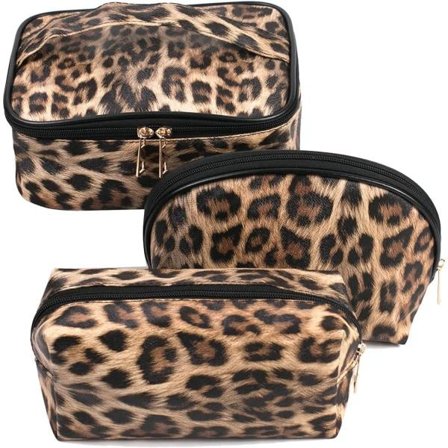 IC Makeup väska Leopard Resväska Stor necessär 3-pack Bärbar