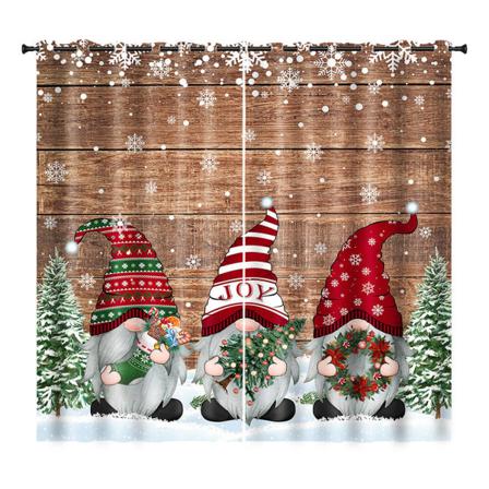 Xmas Multi-mönster Julgardiner Print Fönstergardin
