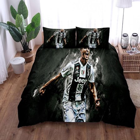 Fodboldstjerne Messi Ronaldo trykt dynebetræk sæt -04023