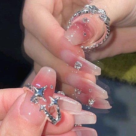 n Stil Silver Color Ins Star Rings Enkelt mode justerbart F