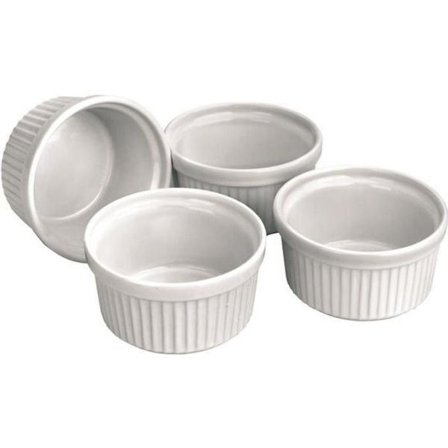 Set med 4 keramiska ramekiner. Diameter 9 cm - Höjd 5 cm. Ugn-, mikrovågsugns- och diskmaskinssäkra. Tål...{BT)