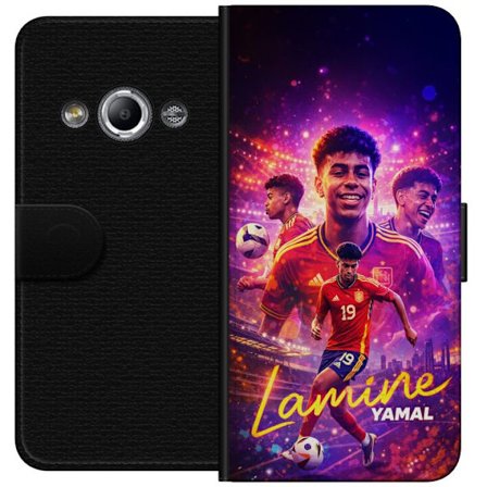 Kompatibel Tegnebogsetui til Samsung Galaxy Xcover 3 Lamine Yamal fodboldplakat i spansk landsholdstrøje med dynamisk handling, farverig sportsillust