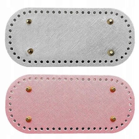 2x Läder DIY Stickväskor Botten Silver+rosa [DB]