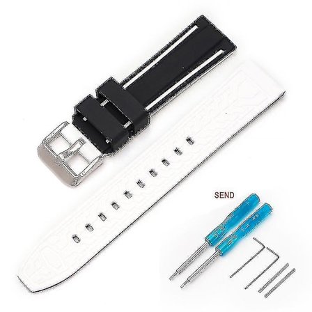 22mm för Blancpain Swatch Fifty Fathoms Tvåfärgad Silikonrem Inkluderat Verktyg Hggs(Svart Vit)