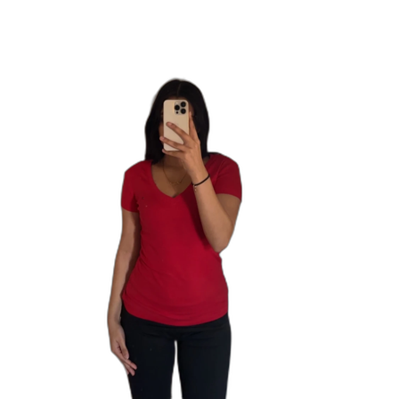 Röd v-ringad t-shirt från Tommy Hilfiger