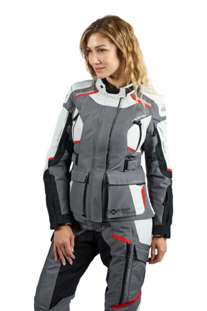 Motorradjacke Ixon Midgard Lady Grau/Schwarz/Rot XS
