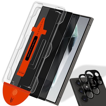 2-PACK Samsung S24 Ultra Privacy Näytönsuoja & 2-PACK linssinsuoja - Karkaistu Lasi | [Automaattinen Asennus] - Kuplaton