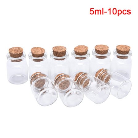 10 st Mini glasflaskor med korkpropp genomskinlig flaska 8ml-10st