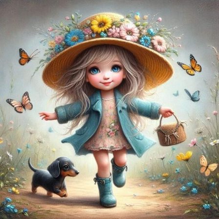 Barnrum Affisch Barn med Hund A4