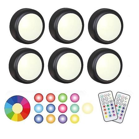 LED-spotit 6 kpl, 2 kaukos dint , RGB-suunnittelu, monia v rej , musta black