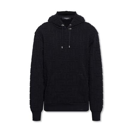 Balmain Monogram Hoodie Sort, Herre