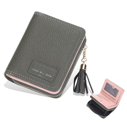 Læder Kreditkort Holder Tegnebog til Kvinder Stor Kapacitet Bifold Lynlås Kort Etui Organizer