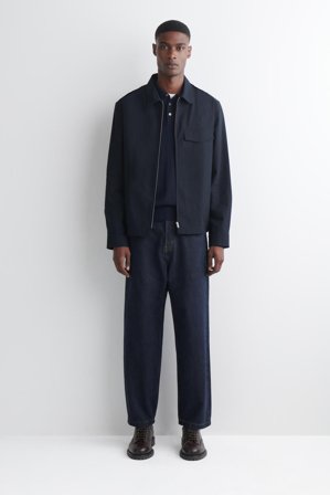 COS Men's Cotton Zipped Overshirt in Blue