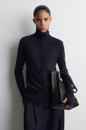 COS Women's Cárdigan De Cuello Alto De Alpaca Y Lana Merino in Azul