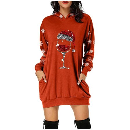 Julekjoler for kvinner Sweatshirt Kjole Santa Antrekk Vestidos Para Navidad De Mujer Festlig Genser