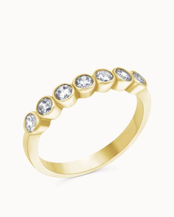 Seven-stone Ring Lykke 18K Yellow Gold 7x0.07 Carat - Engagement Rings & Wedding Rings from Vanbruun