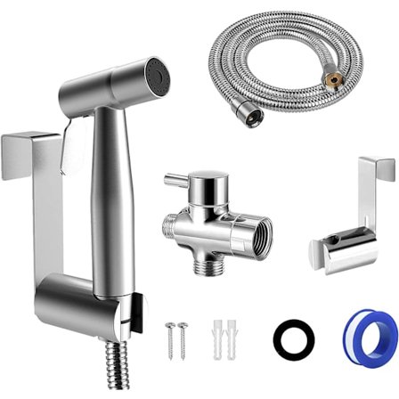 Toalett Dusjsett, Bidet Dusjsett med G1/2" Ventil, Rustfritt Stål Dusjsprayer