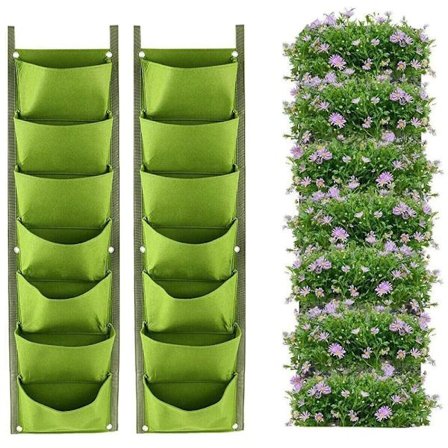 7 utendørsplanter Miniatyr hengende plantekasser, 2-pakning vertikal veggplantekasse, balkongplantekasse, rekkverksplantekasse, hagebalkongdekorasjon