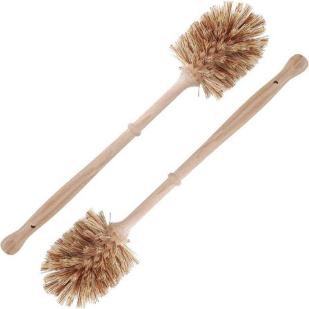 Set med 2 toalettborstar i trä med naturfiberborst