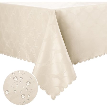 PU-dug, vaskbar, lotuseffekt, høj kvalitet, firkantet, 100 x 160 cm, dug, ornamenter, dug, vandafvisende, duge, ,beige