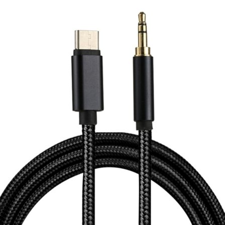 SiGN USB-C 3.5mm Ljudkabel 1m - Svart/Nylon