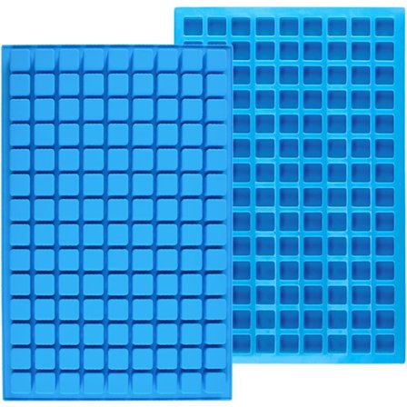 2-pak Kvadratiske Silikoneforme til Karamel, Chokolade, Isbiter, Gelé, Praliner, Ganache, 126 Huller