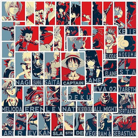 Anime-klistermærker Blandet Pakke, 50 stk. Blandet med Klassiske Anime-temaer, Vinyl Vandtæt til Flasker, Bærbare Computere, Skateboards og Notesbøger