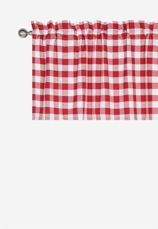 Cellbes of Sweden - Vevet, rutete gardinkappe i rød / hvit / rutete i størrelse 50 x 250 cm
