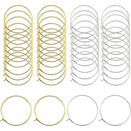 44 stk. vincharmringe trådringe øreringe ringe til DIY smykker, vinglasmarkører (30 mm)