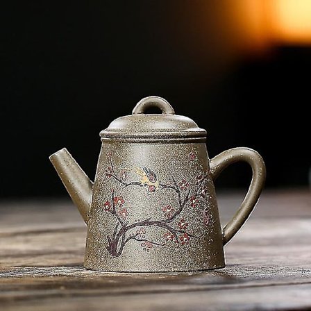 Yixing-teepannut Kukkia ja Lintuja -kuviolla, Purppurasavesta, Käsintehty