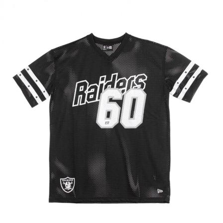 New Era, Casacca NFL Stripe Sleeve T-Shirt Oakrai Czarny, Mężczyzna, Rozmiar: S