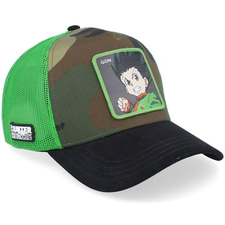 Capslab - Camo - trucker - Cap - Hunter X Hunter Gon Green/Camouflage/Black A-Frame Trucker - Hatstore