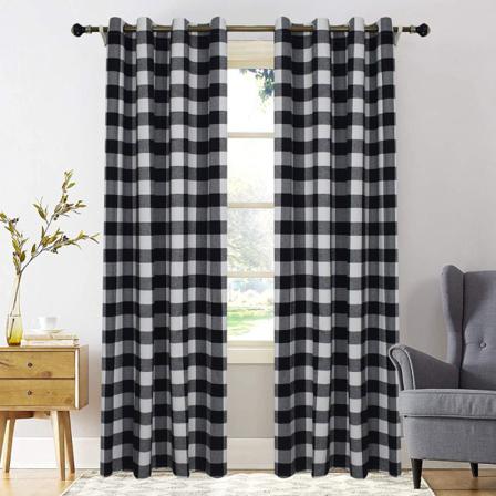 Rutiga Gardiner Grommet Gardiner Sovrumsavdelare Gardiner Dekor