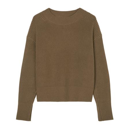 Marc O'Polo Knitted crewneck jumper, relaxed fit Brun, Dame Striktrøjer