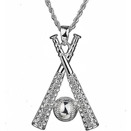 Isad Baseballträ-Korshalsband för Män Kvinnor Idrottare Sport Hänge Halsband för Tonårspojkar Flickor, Gratis Kedja